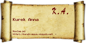 Kurek Anna névjegykártya
